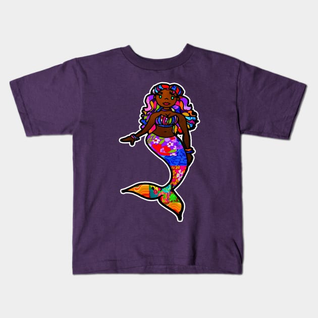 Rainbow Chocolate Mermaid Kids T-Shirt by artbyomega